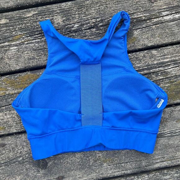 Athleta Blue Racerback High Neck Sports Bra Workout Tank‎ Top Size S - Picture 2 of 7